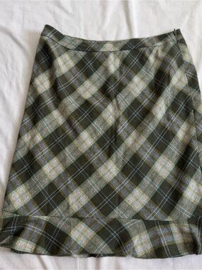 Loft Green Plaid Skirt